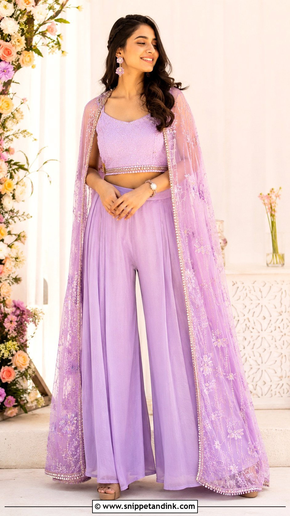 Lavender Cape Set For Haldi - Snippet and Ink - 25 Lavender Haldi Outfit Ideas