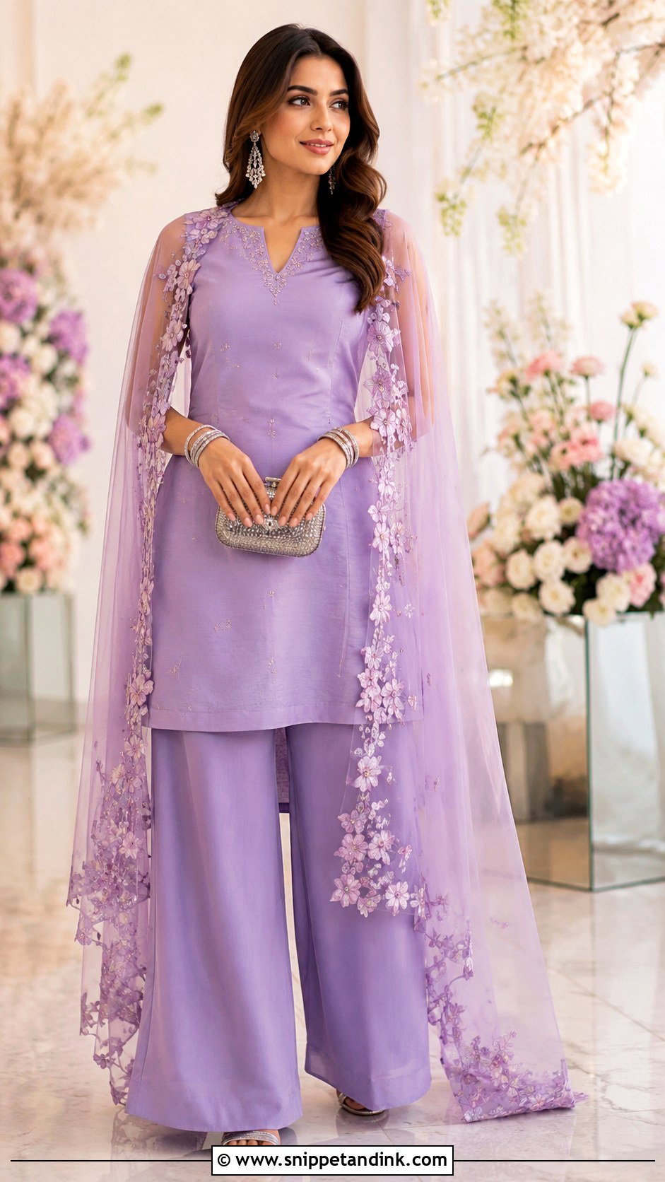 Lavender Cape Set Mehndi Outfit - Snippet and Ink - 20 Mehndi Day Outfits