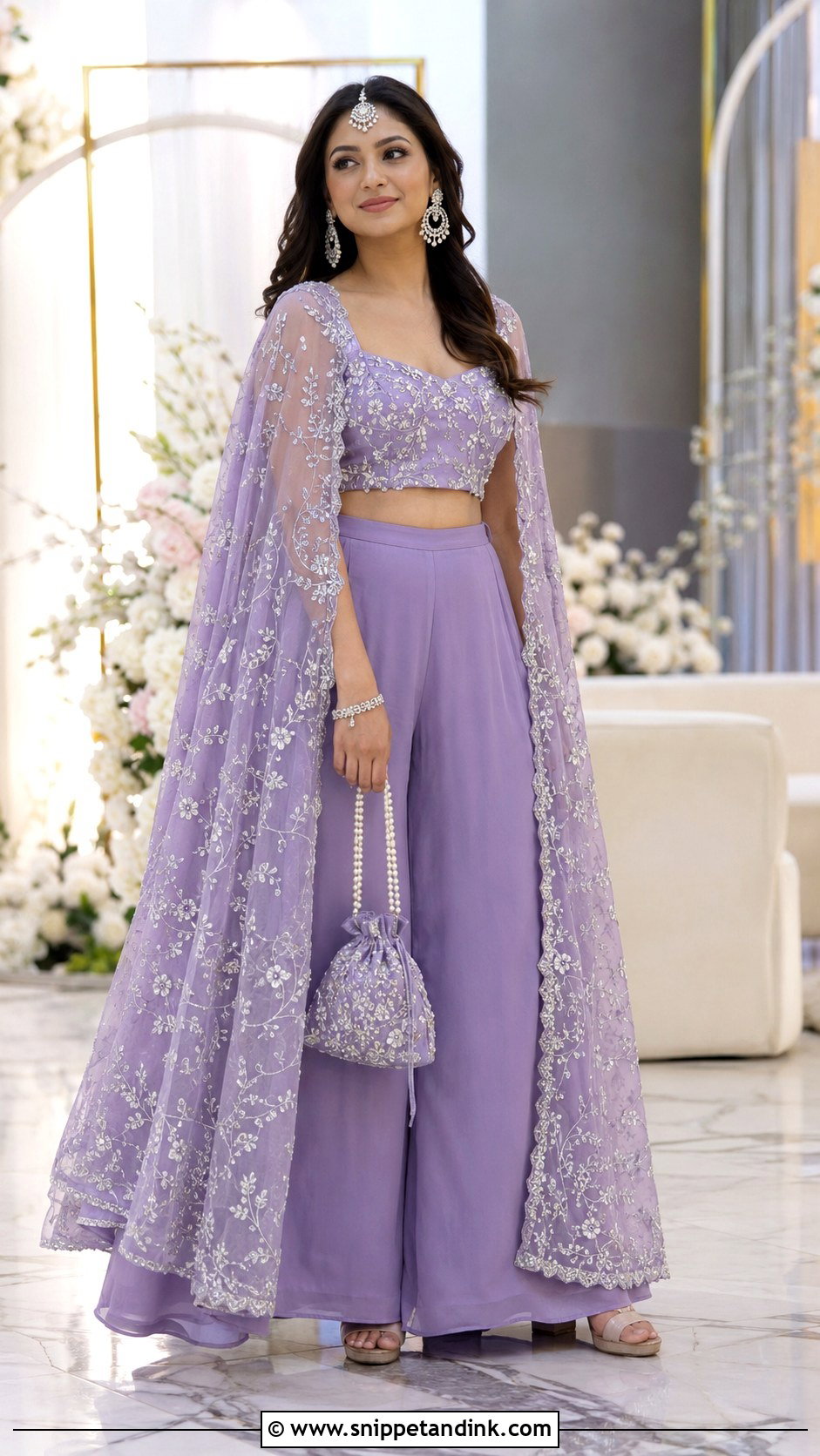 Lavender Cape Set Mehndi Outfit - Snippet and Ink - 20 Mehndi Ceremony Outfit for Sister Ideas
