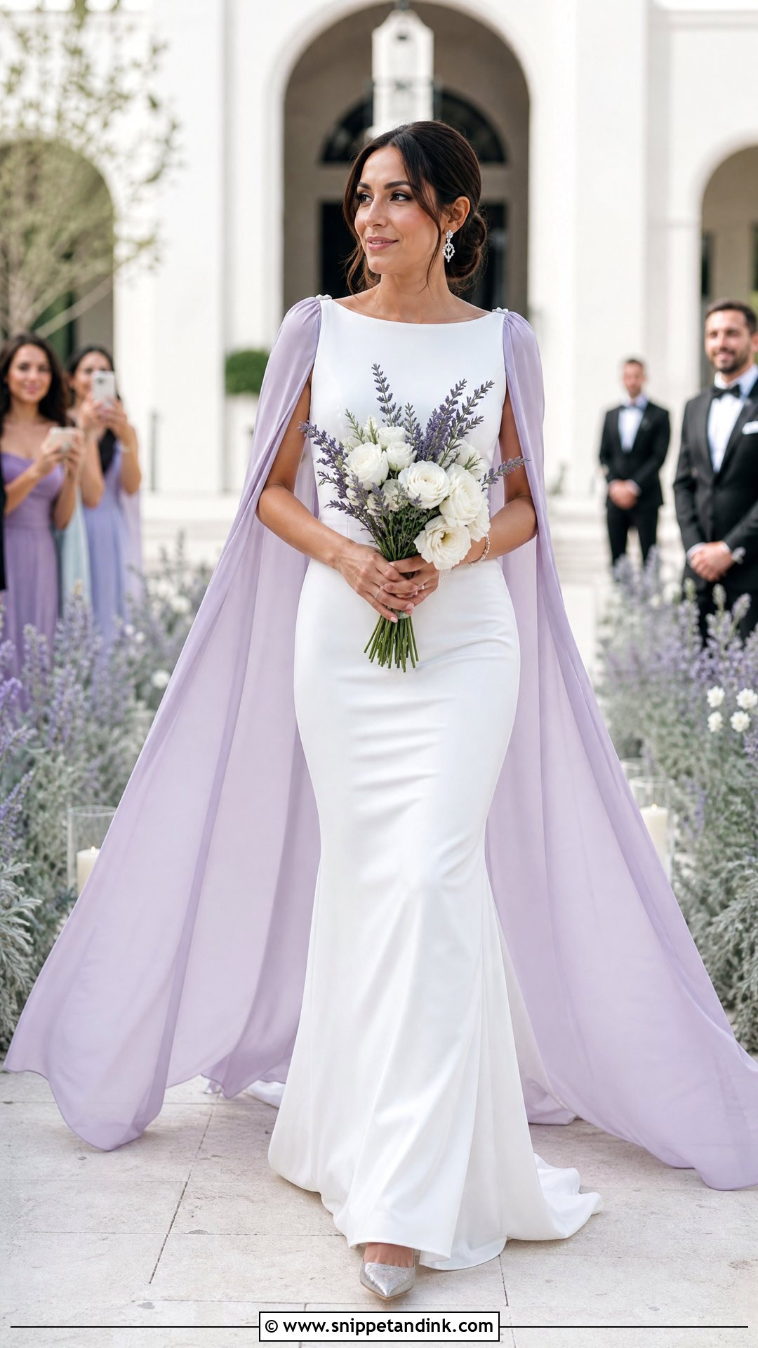 Lavender Cape Sleeve Bridal Dress - Snippet and Ink - 20 Purple Bridal Dress Ideas