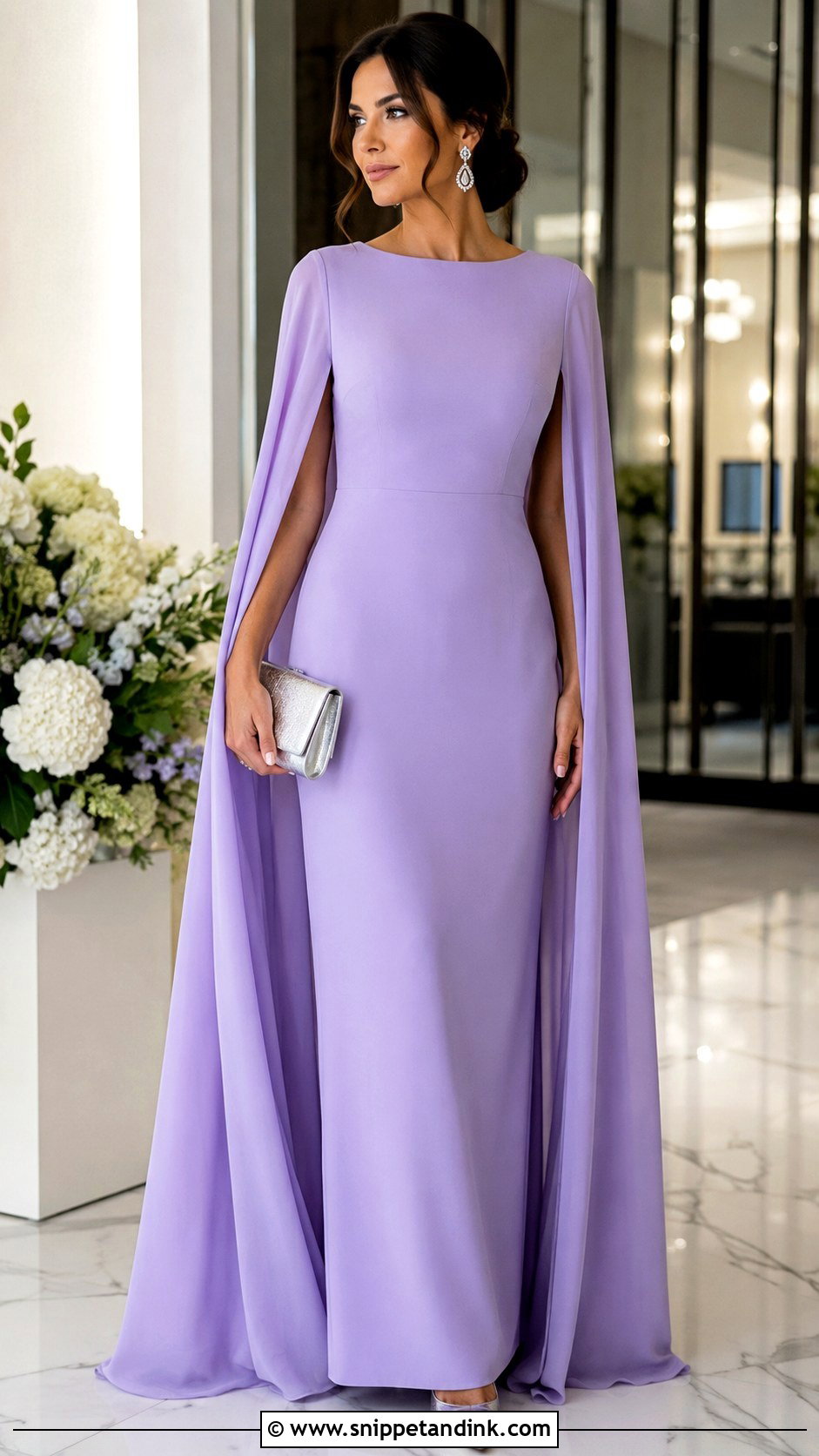 Lavender Cape Sleeve Gown - Snippet and Ink - 30 Lavender Gown Ideas