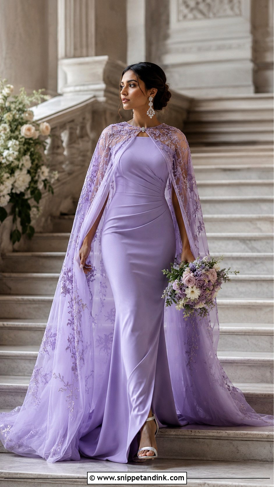 Lavender Cape Wedding Dress - Snippet and Ink - 25 Light Purple Wedding Dress Ideas