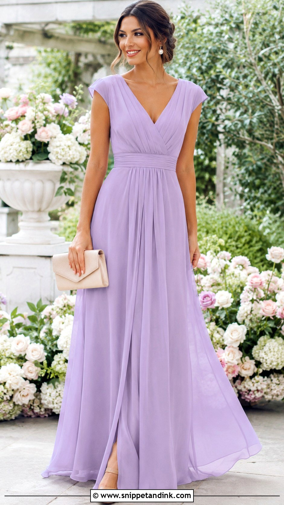 Lavender Chiffon A Line Gown - Snippet and Ink - 30 Lavender Gown Ideas