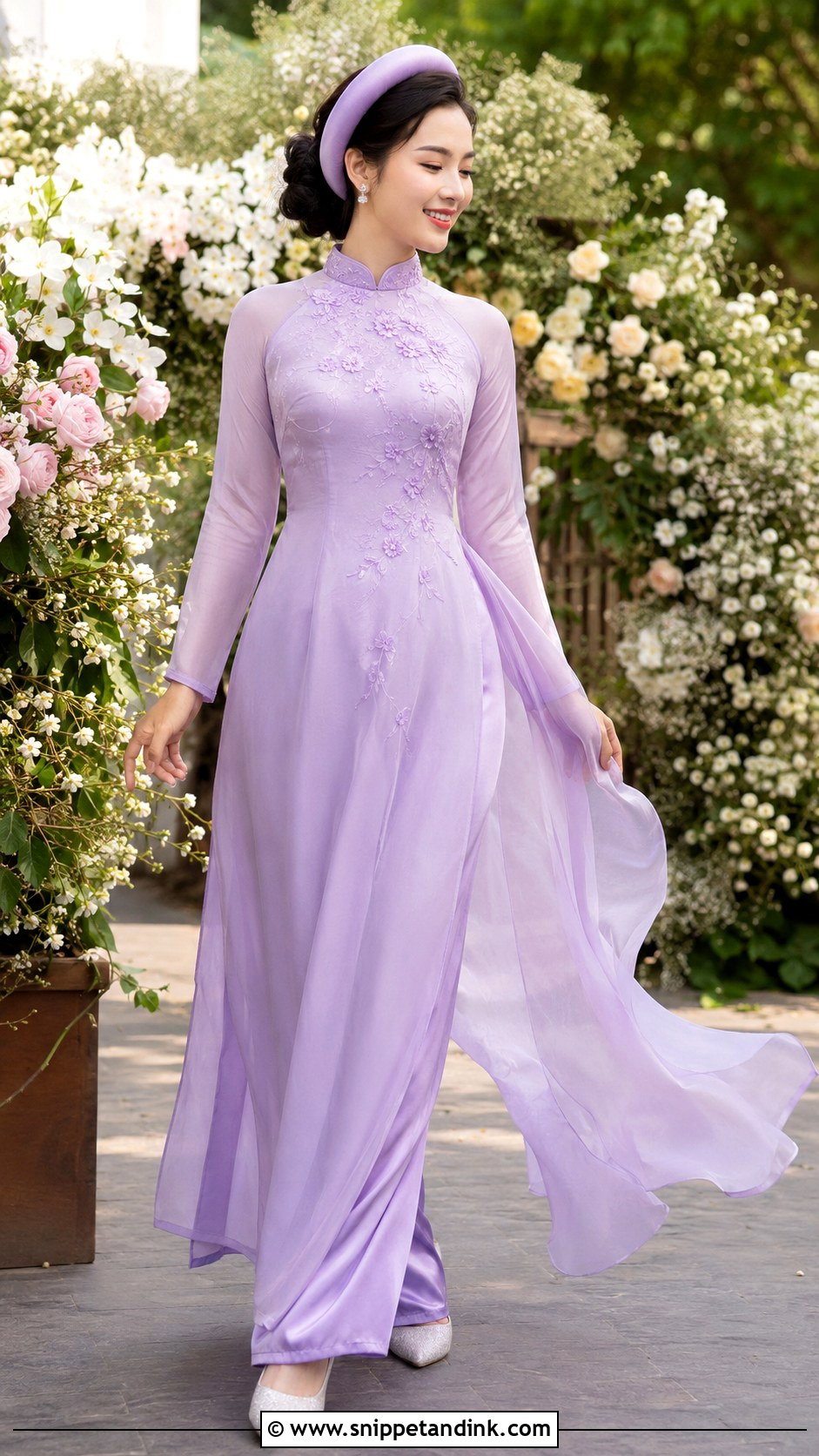 Lavender Chiffon Bridal Ao Dai - Snippet and Ink - 20 Vietnamese Wedding Ao Dai Ideas