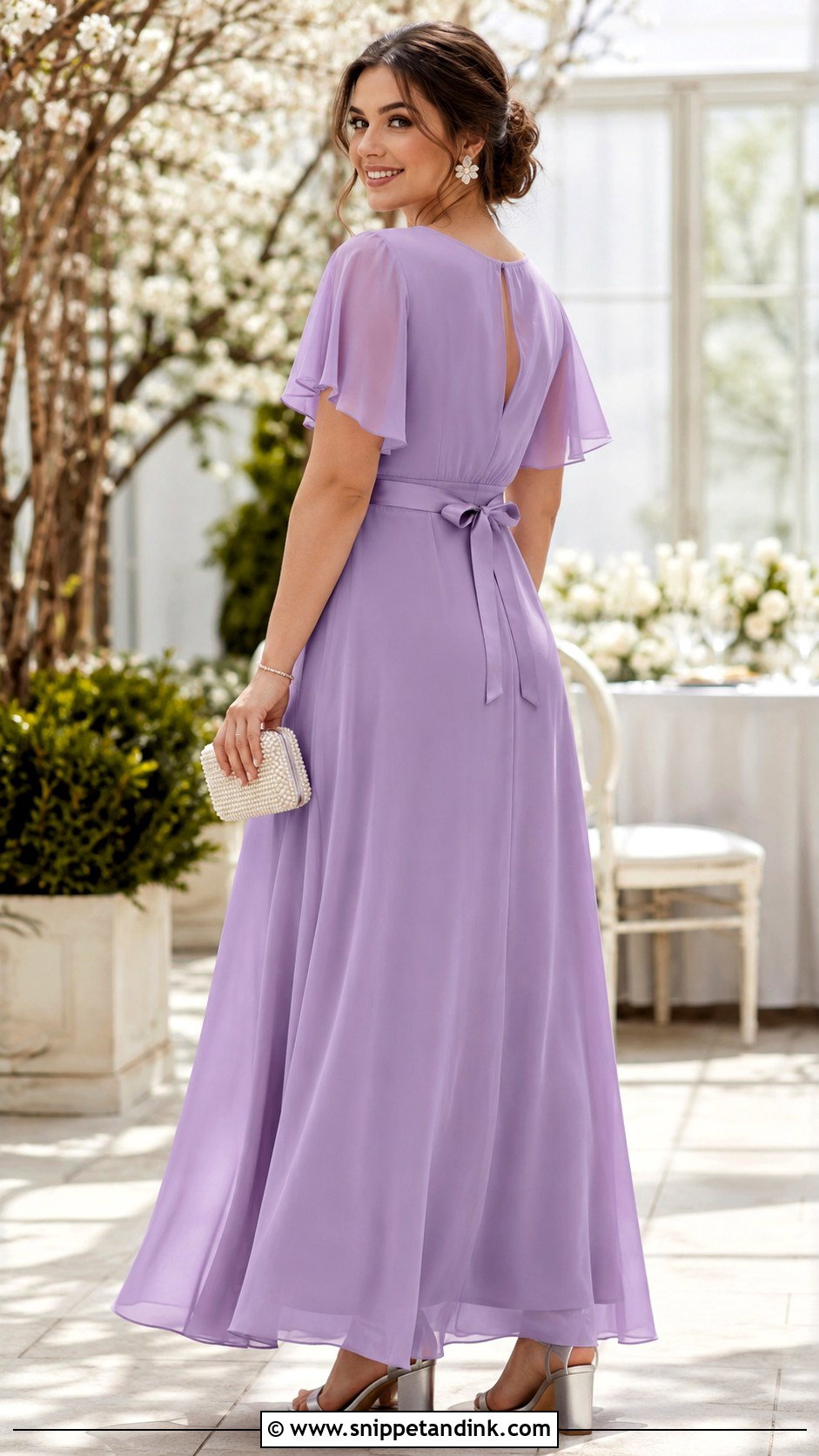 Lavender Chiffon Gown With Back Bow - Snippet and Ink - 20 Gown with Bow At the Back Ideas