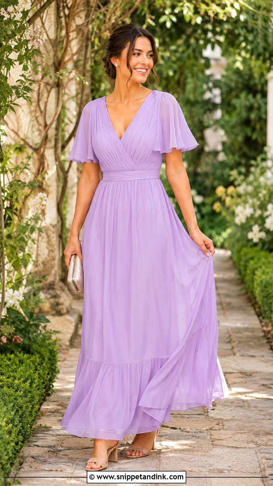 Lavender Chiffon Maxi Dress Wedding Outfit - Snippet and Ink - 25 Lavender Dress Wedding Outfit Ideas