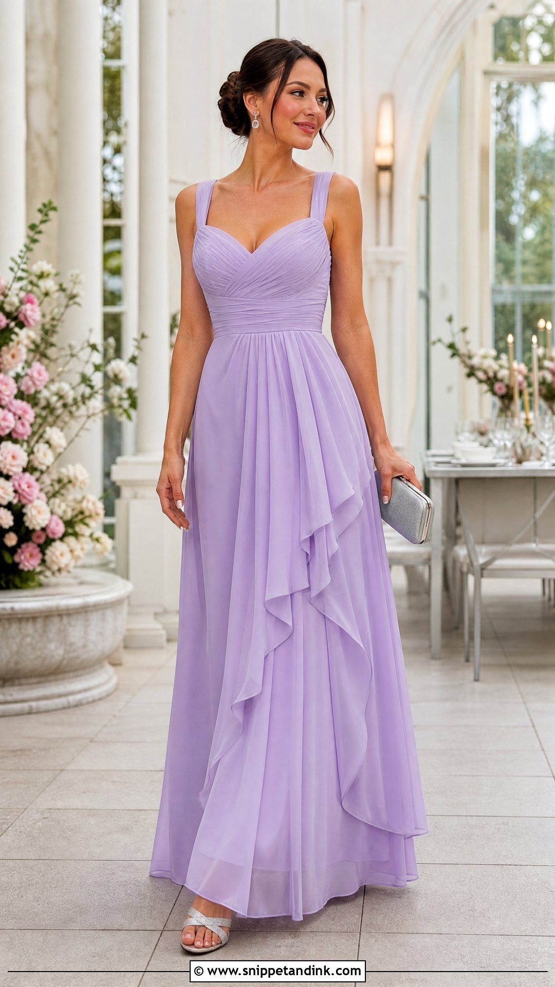 Lavender Chiffon Ruched Gown - Snippet and Ink - 20 Ruched Gown Ideas