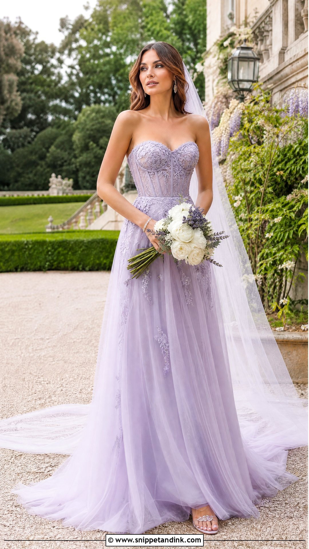 Lavender Corset Bridal Gown - Snippet and Ink - 20 Purple Bridal Dress Ideas