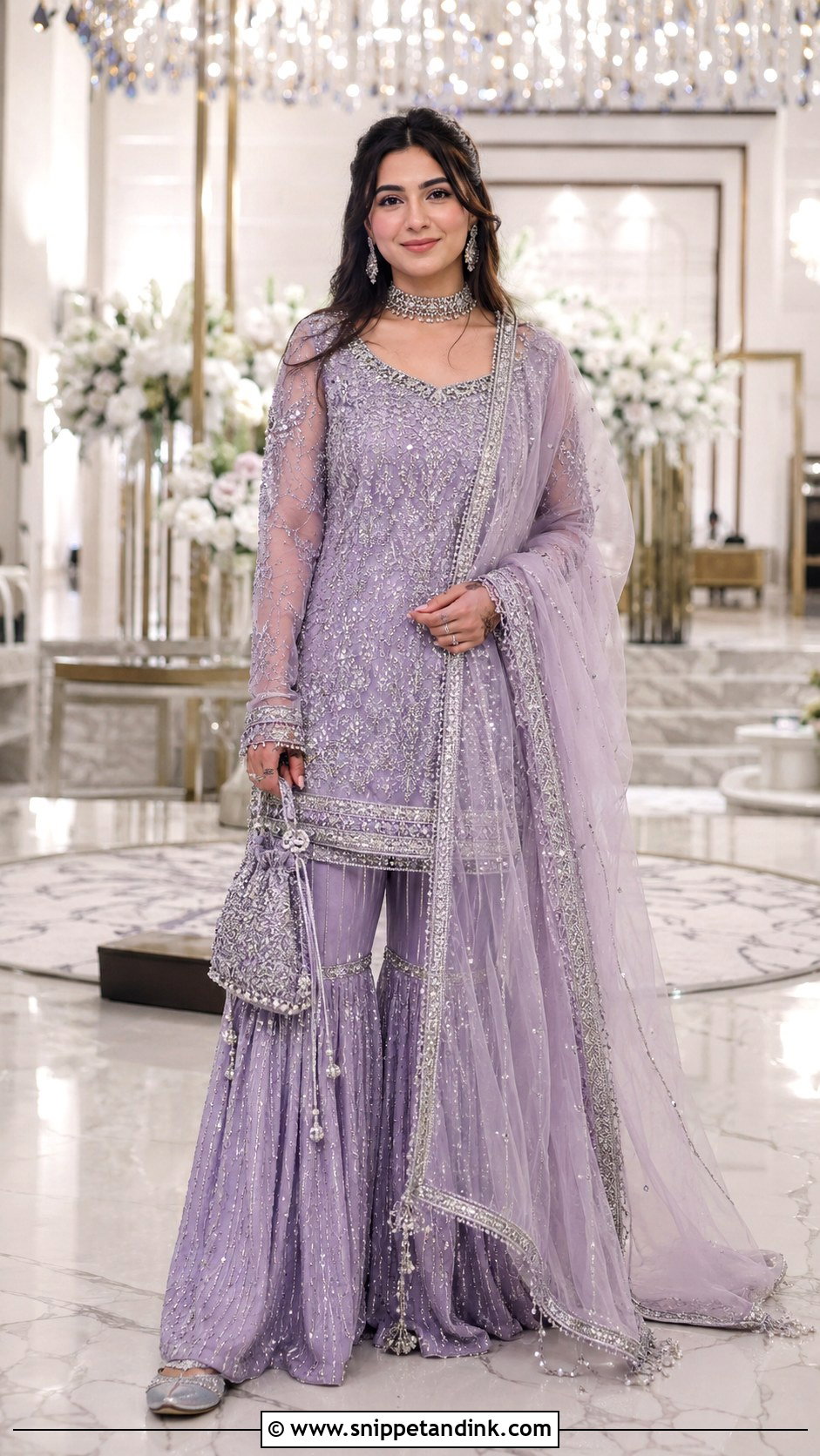 Lavender Crystal Garara Bridal Dress - Snippet and Ink - 20 Garara Bridal Dress Ideas
