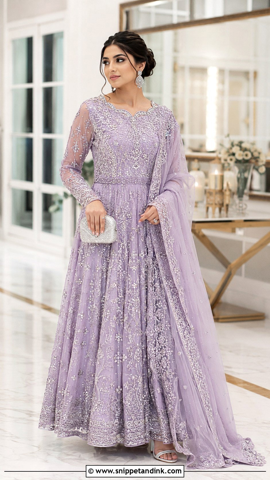Lavender Crystal Pakistani Walima Maxi Dress - Snippet and Ink - 20 Bridal Walima Maxi Dress Pakistani Ideas