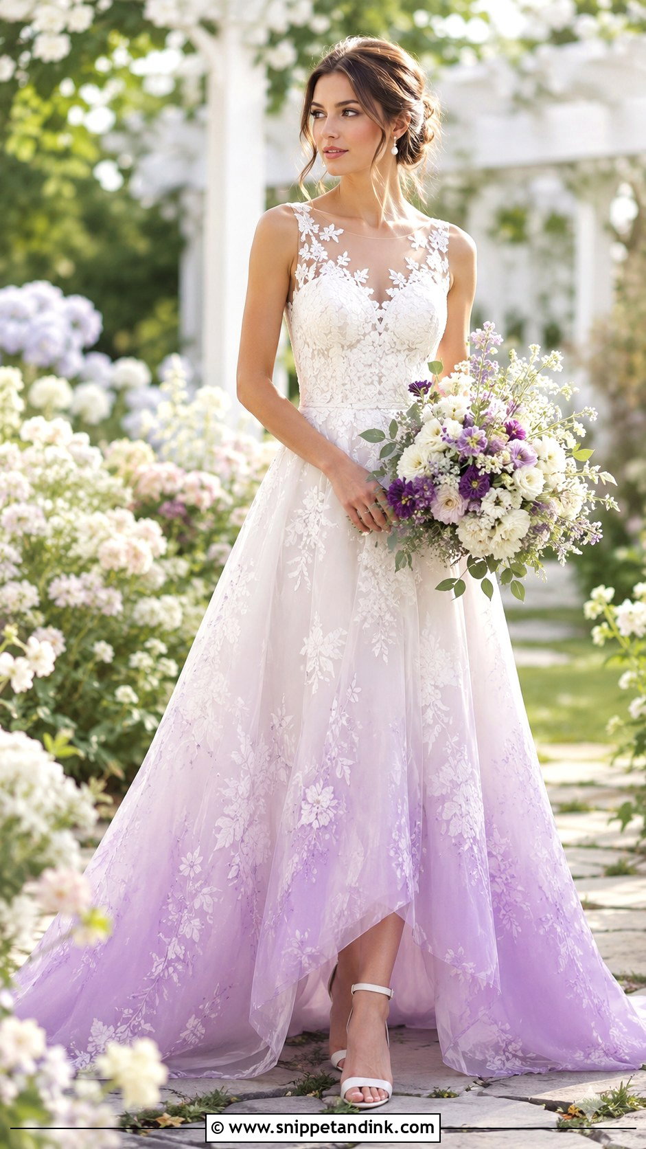 Lavender Dip Dye Wedding Dress - Snippet and Ink - 20 Dip Dye Wedding Dress Ideas