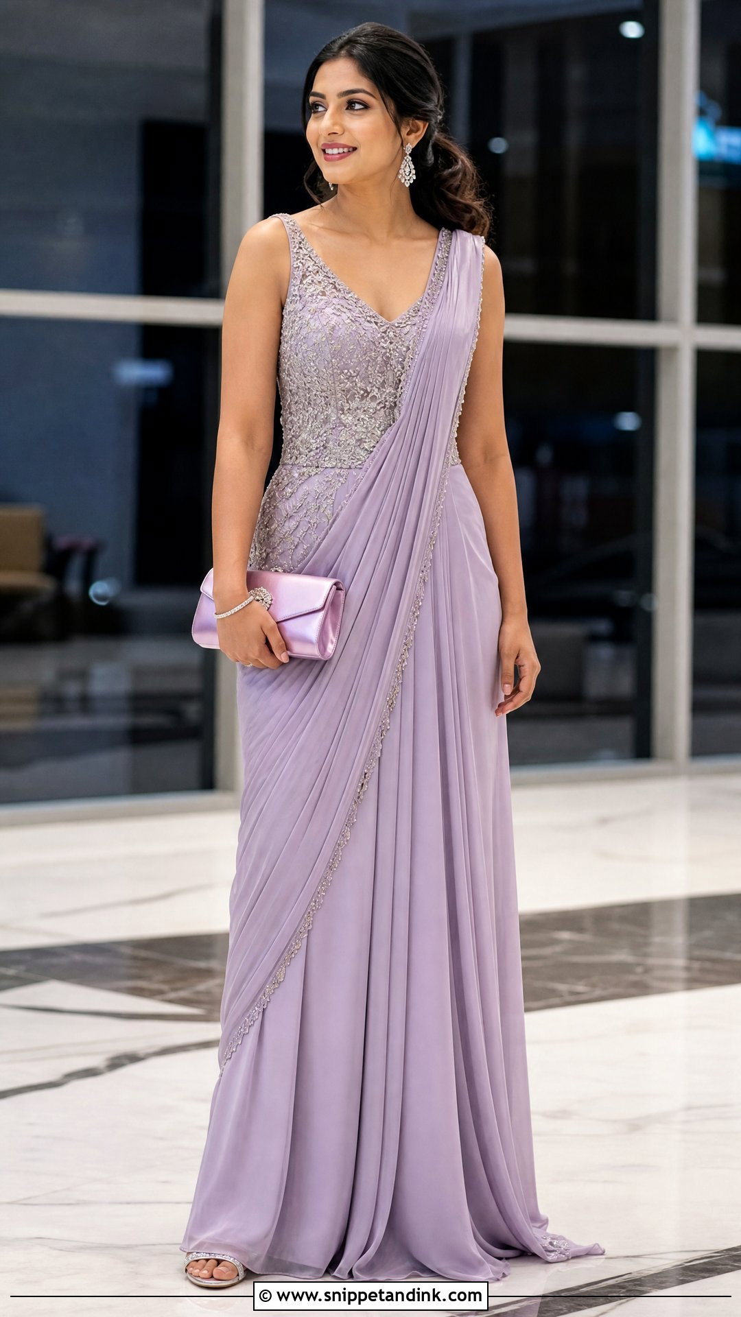 Lavender Draped Indian Bridal Gown - Snippet and Ink - 20 Indian Bridal Gowns