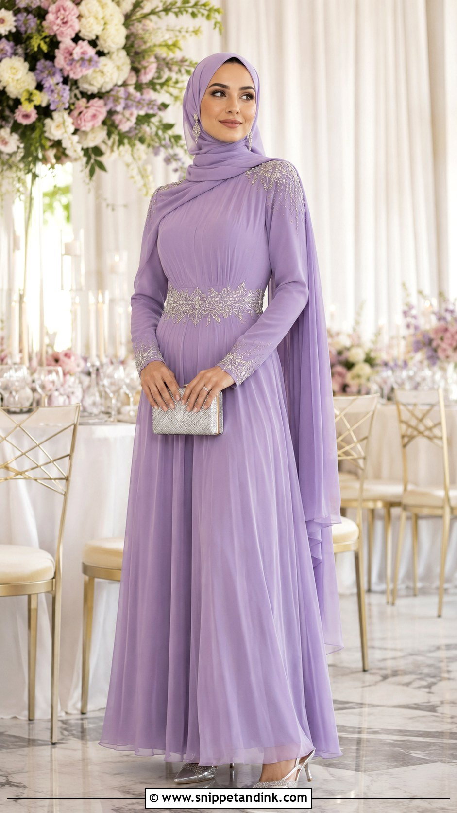 Lavender Embellished Hijab Dress - Snippet and Ink - 20 Hijab Dresses for Wedding Party