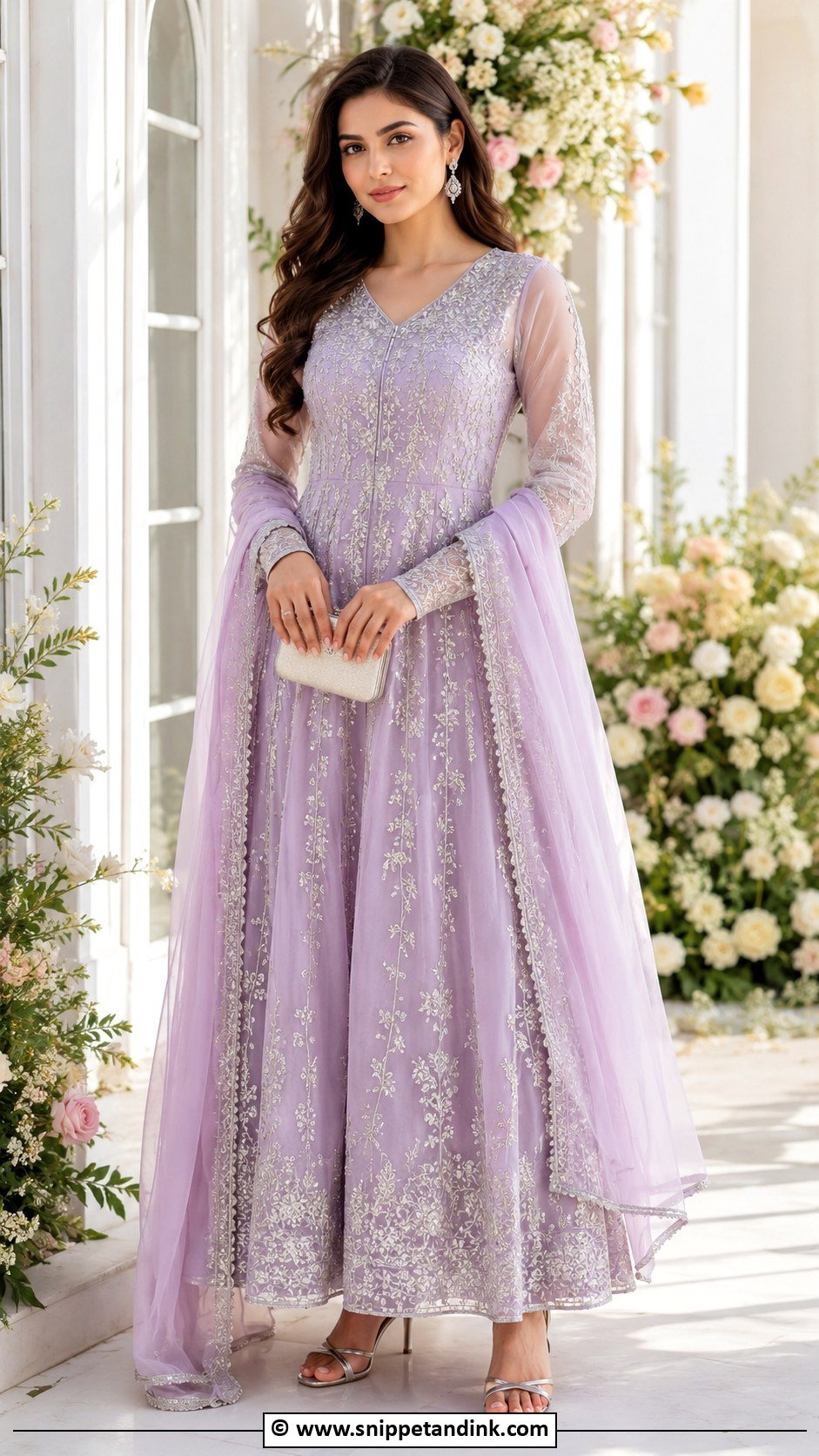 Lavender Embroidered Henna Night Dress - Snippet and Ink - 30 Henna Night Dress Ideas