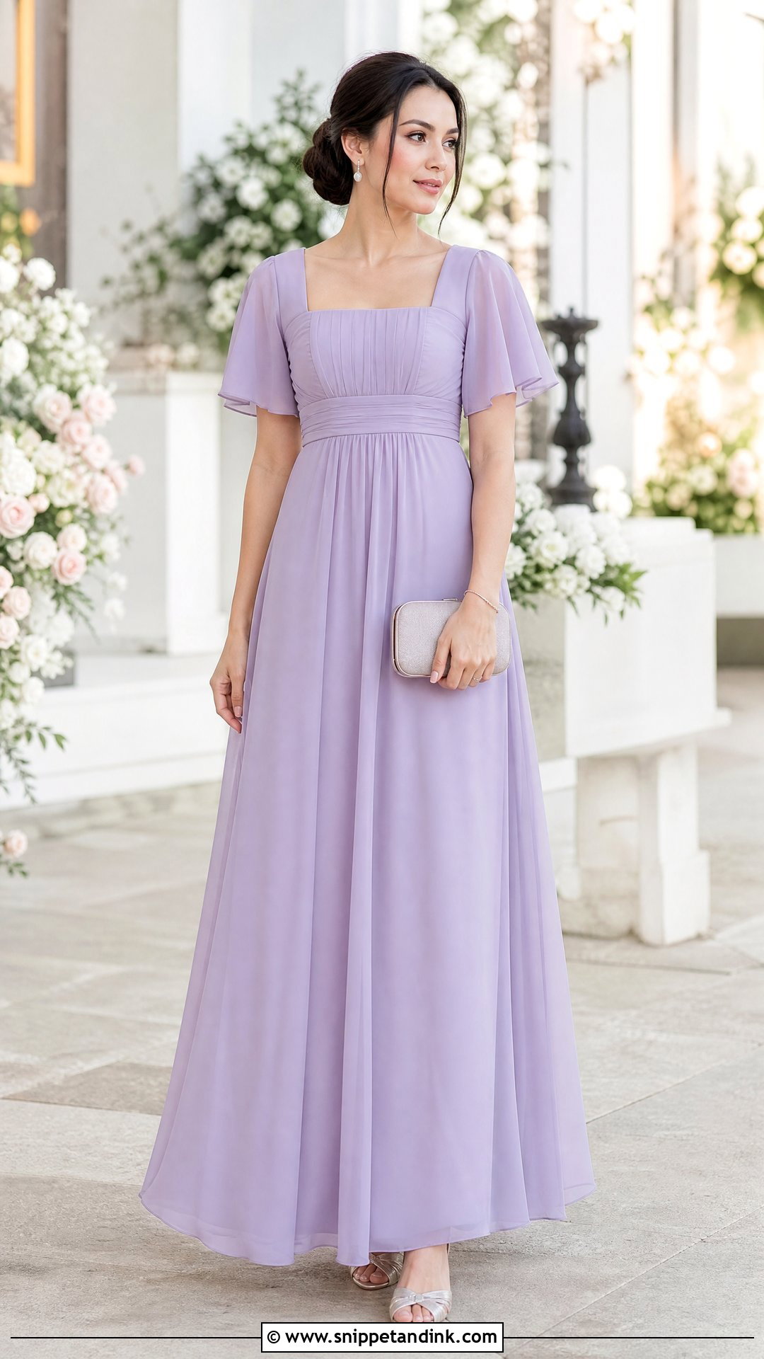 Lavender Empire Waist Ninang Gown - Snippet and Ink - 20 Ninang Outfit for Wedding Ideas