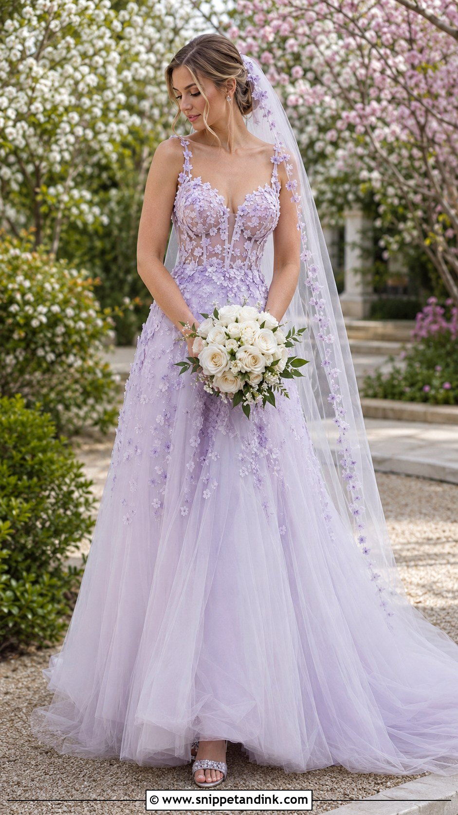 Lavender Floral Applique Wedding Dress - Snippet and Ink - 20 Lavender Wedding Dress the Bride Ideas