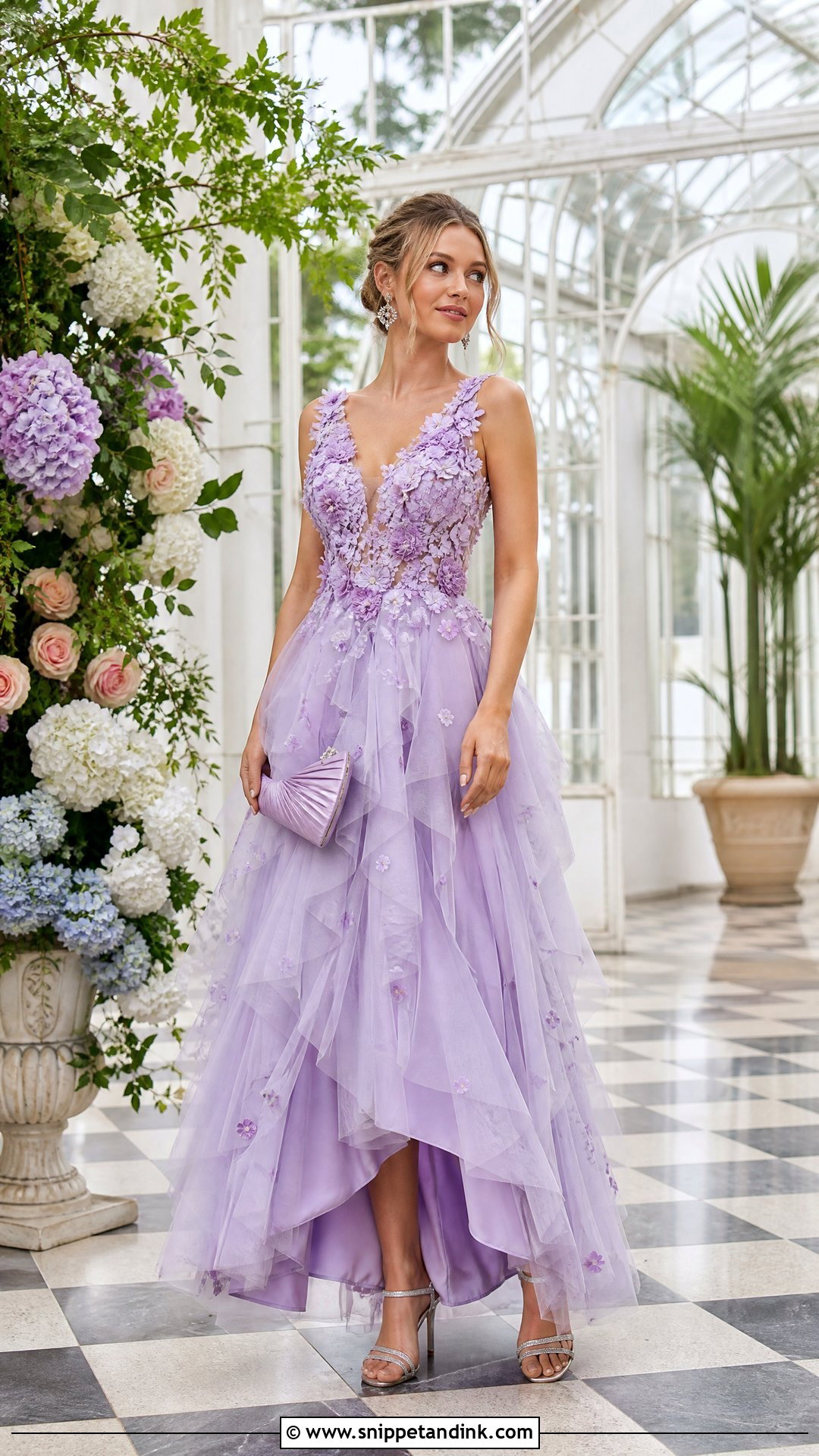 Lavender Floral Ruffle Ball Gown - Snippet and Ink - 20 Ruffle Ball Gown Ideas