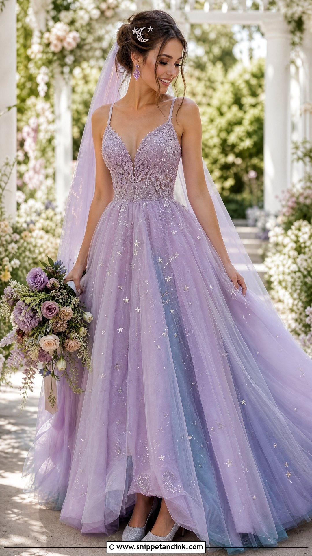 Lavender Galaxy Wedding Dress - Snippet and Ink - 20 Space Wedding Dress Ideas