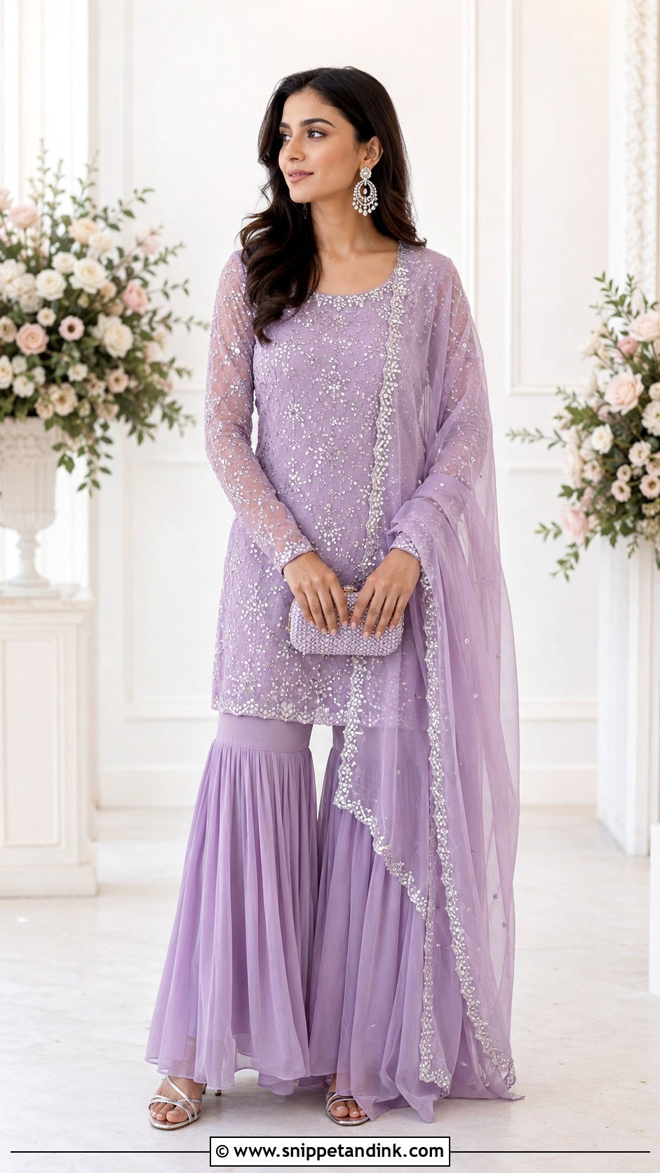 Lavender Garara With Sequin Embroidery - Snippet and Ink - 20 Garara Designs for Wedding