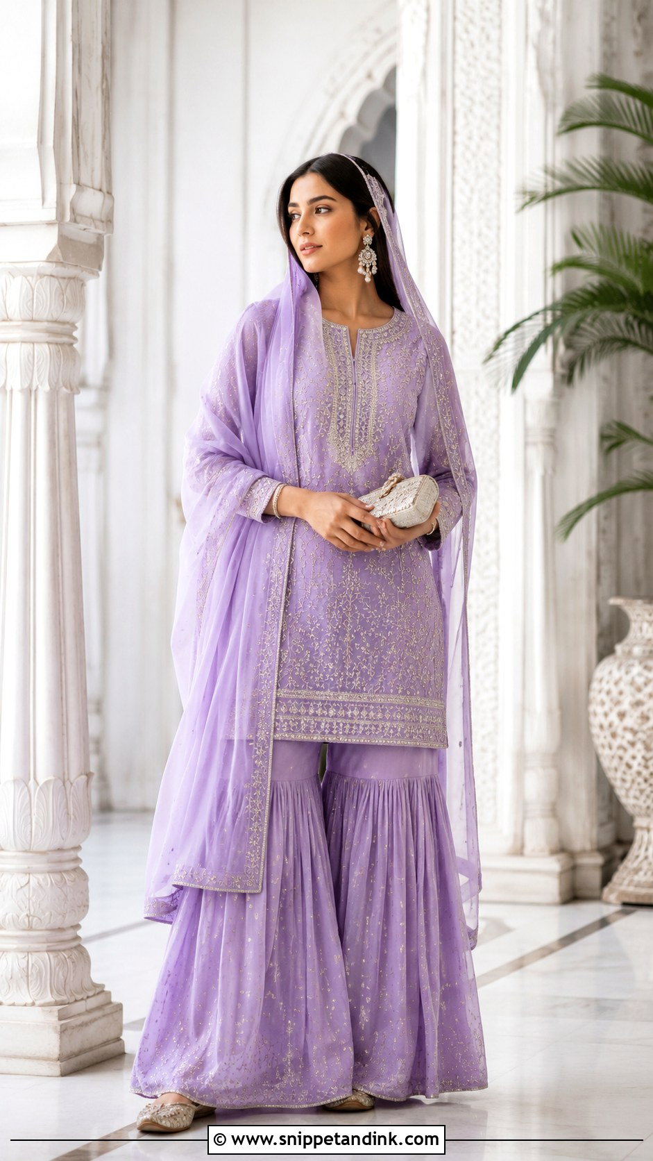 Lavender Gharara Anand Karaj Outfit - Snippet and Ink - 30 Anand Karaj Outfit Ideas