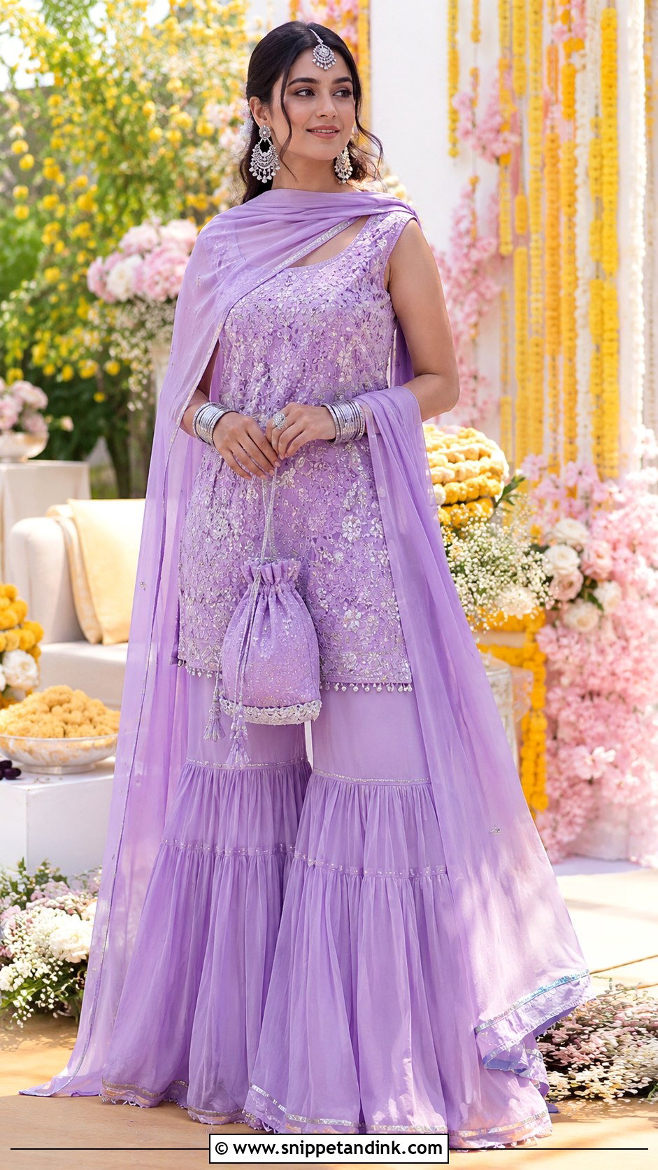 Lavender Gharara For Haldi - Snippet and Ink - 25 Lavender Haldi Outfit Ideas