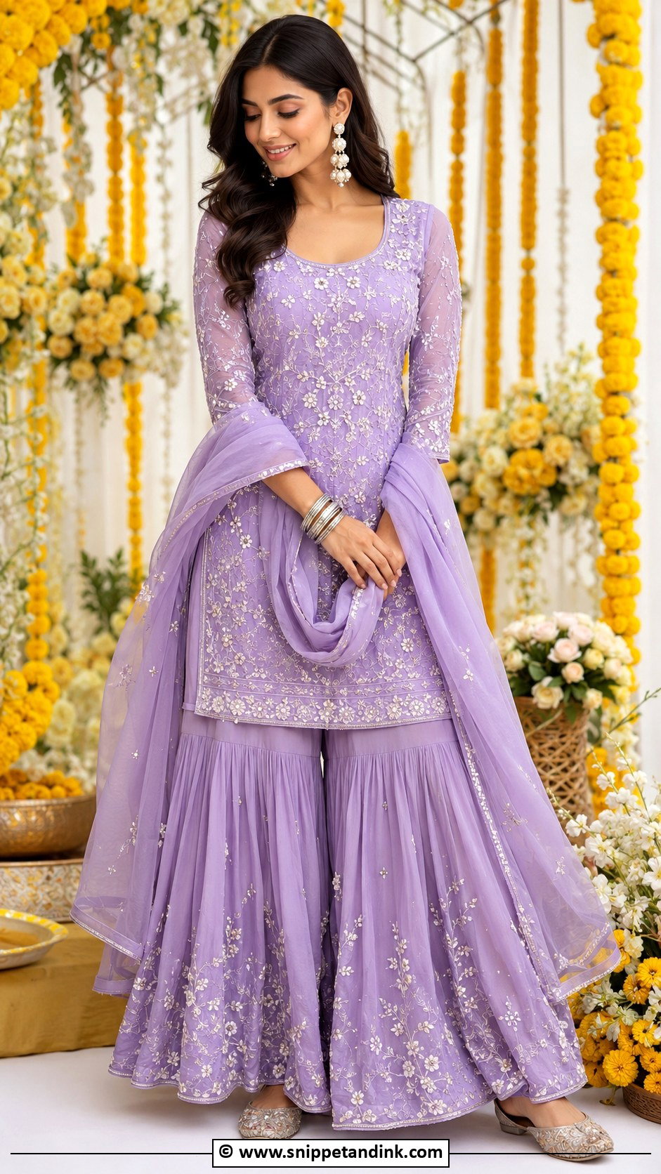 Lavender Haldi Sharara Set - Snippet and Ink - 35 Unique Haldi Outfits