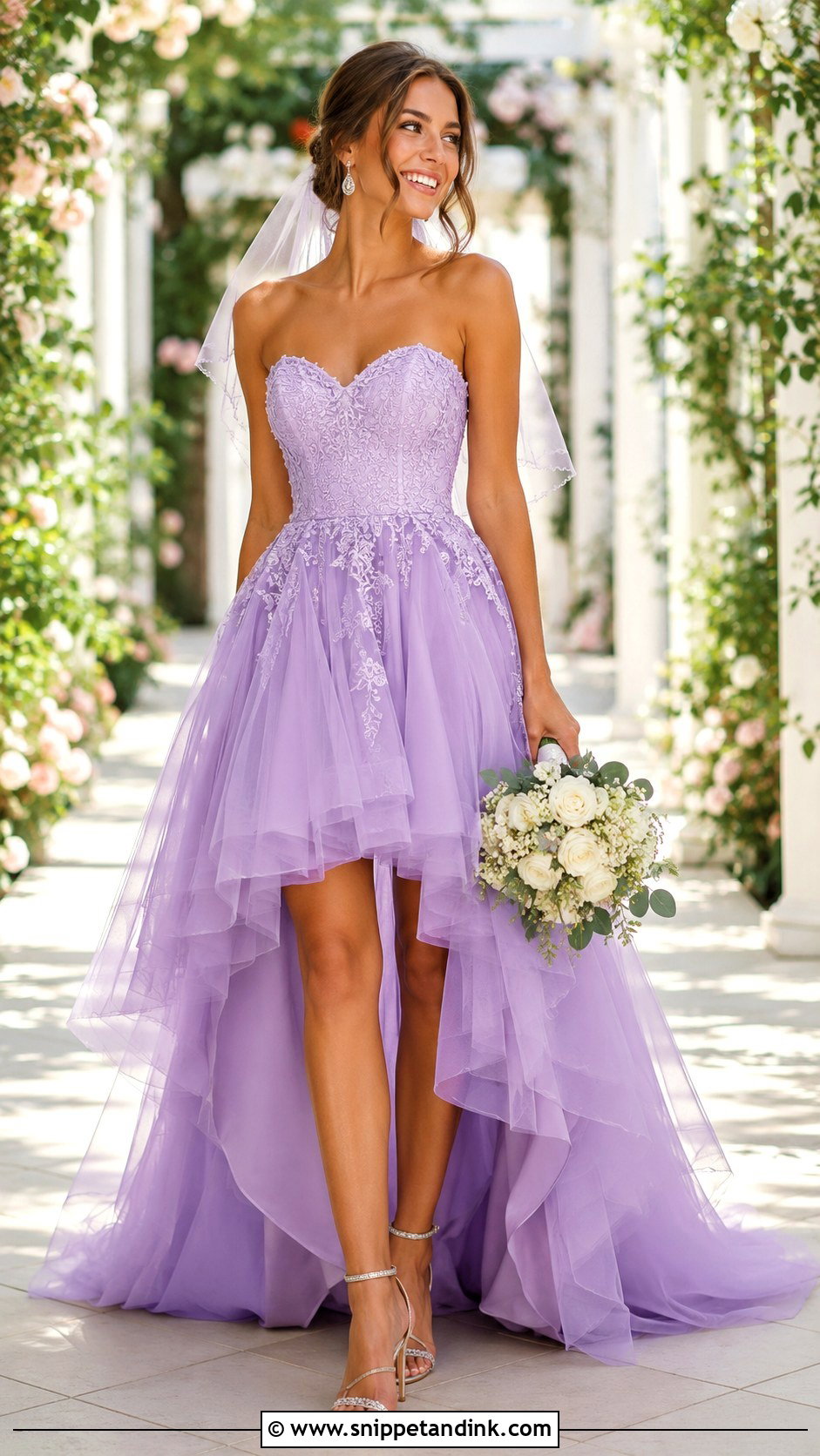 Lavender High Low Wedding Dress - Snippet and Ink - 25 Light Purple Wedding Dress Ideas