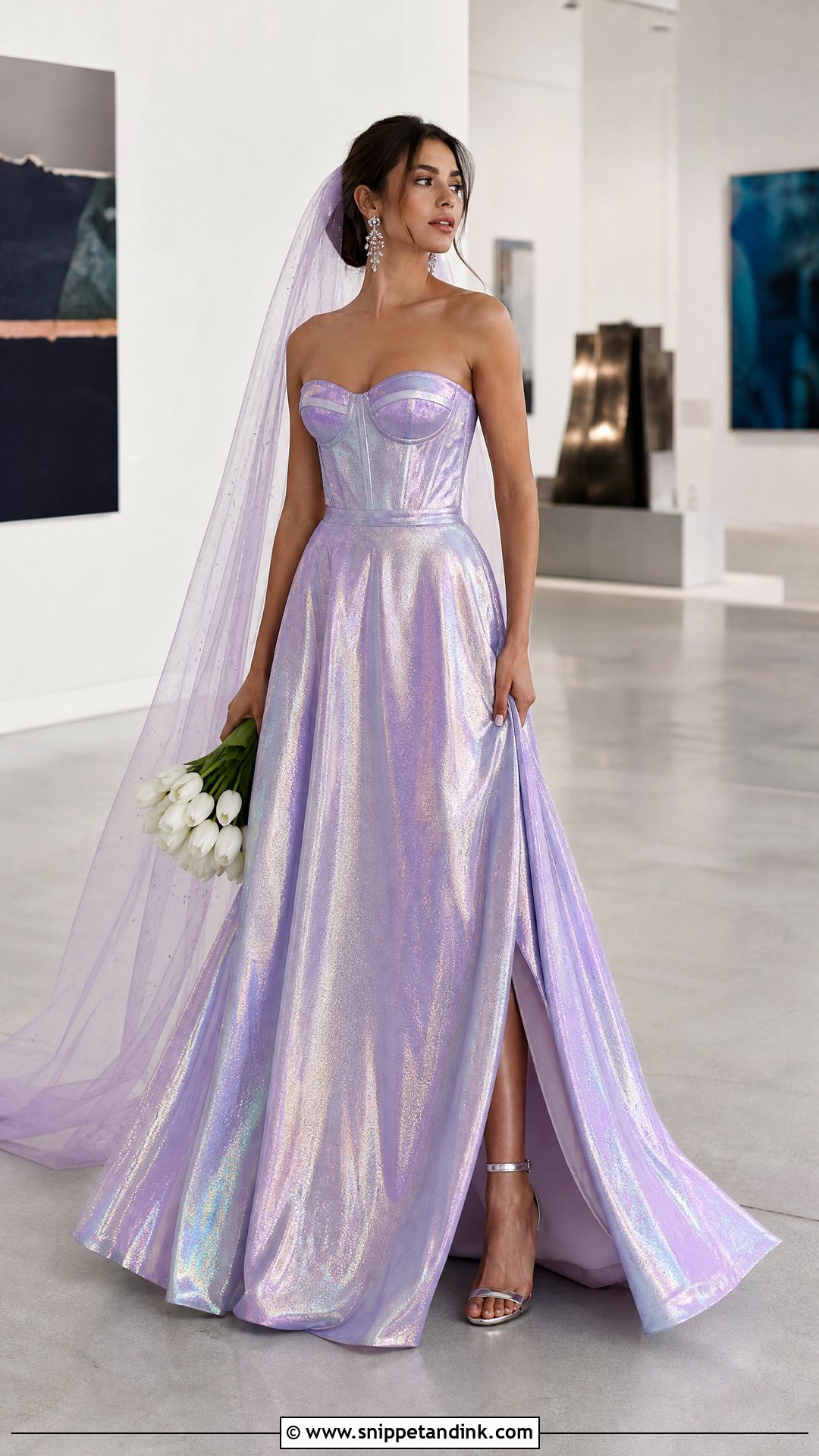 Lavender Holographic Wedding Dress - Snippet and Ink - 25 Iridescent Wedding Dress Ideas