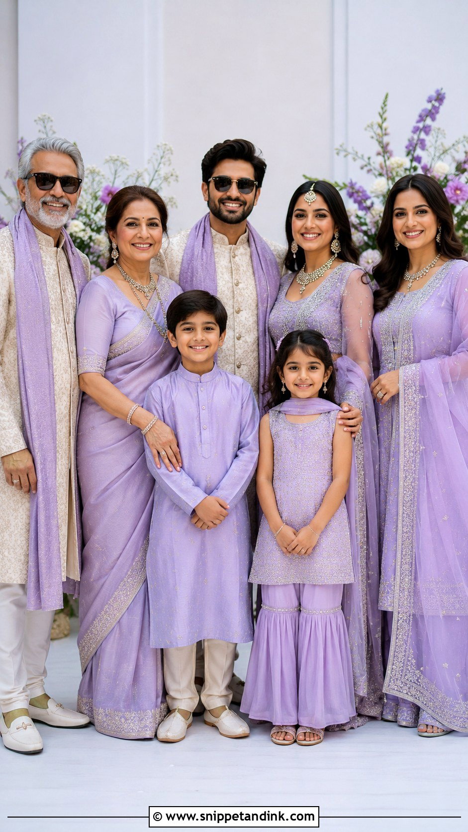 Lavender Indian Wedding Family Outfits - Snippet and Ink - 25 Indian Wedding Family Matching Outfits