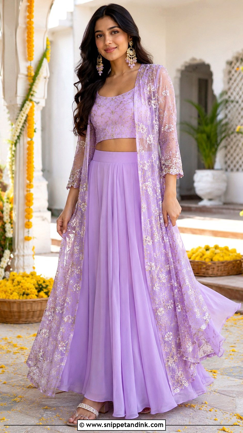 Lavender Jacket Lehenga For Haldi - Snippet and Ink - 25 Lavender Haldi Outfit Ideas