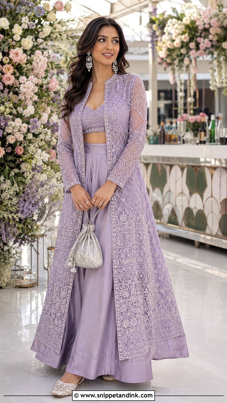 Lavender Jacket Lehenga Mehendi Outfit - Snippet and Ink - 20 Indian Wedding Mehendi Outfits