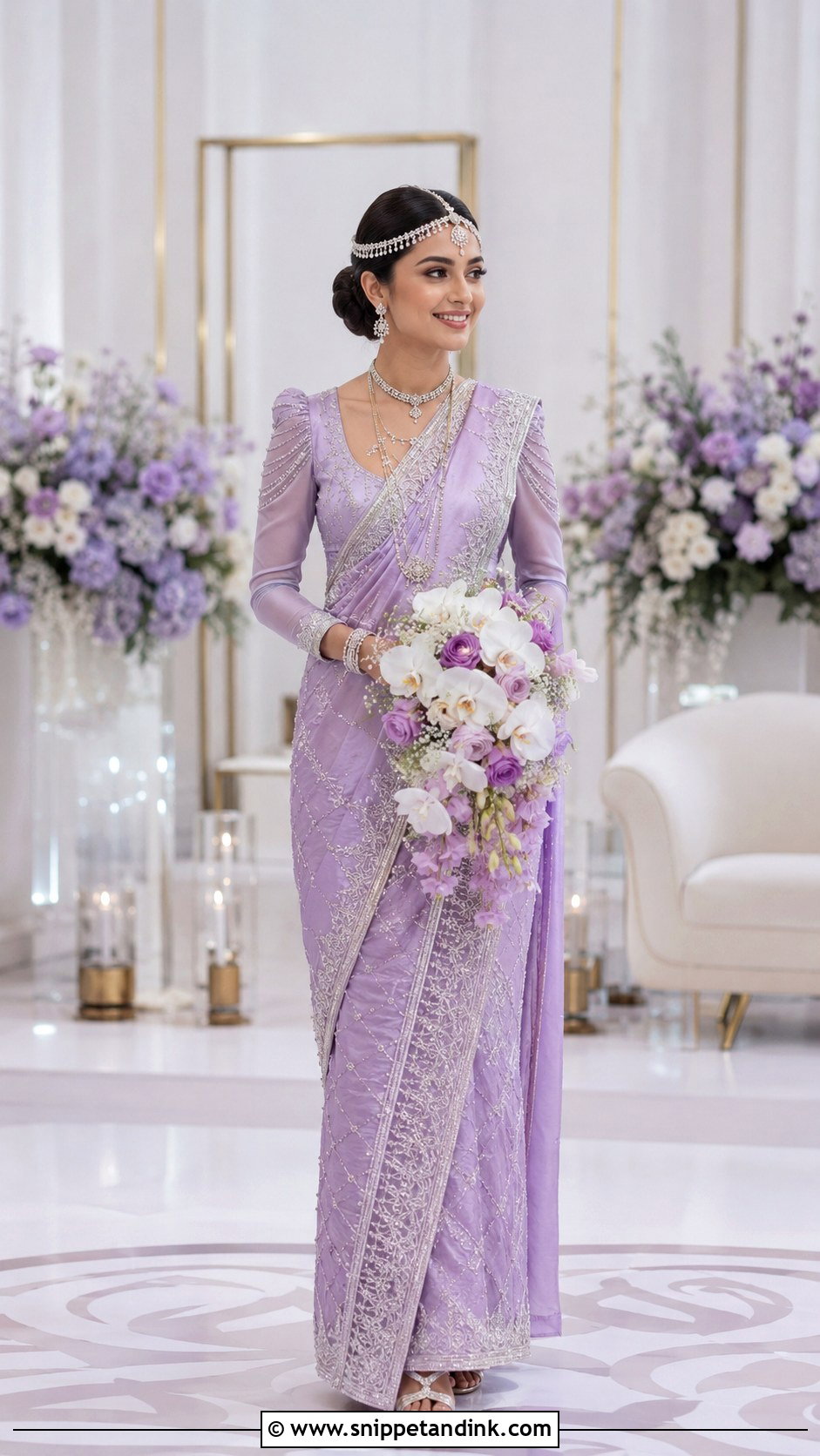 Lavender Kandyan Bride With Crystal Jewelry - Snippet and Ink - 20 Kandian Bride Ideas