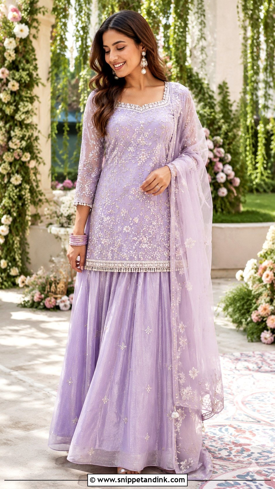 Lavender Kurta Skirt Set for Mehendi Function - Snippet and Ink - 25 Outfit for Mehendi Function Ideas