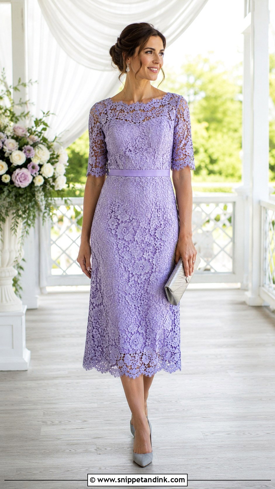 Lavender Lace Midi Wedding Guest Dress - Snippet and Ink - 20 Classy Dresses to Wear to a Wedding
