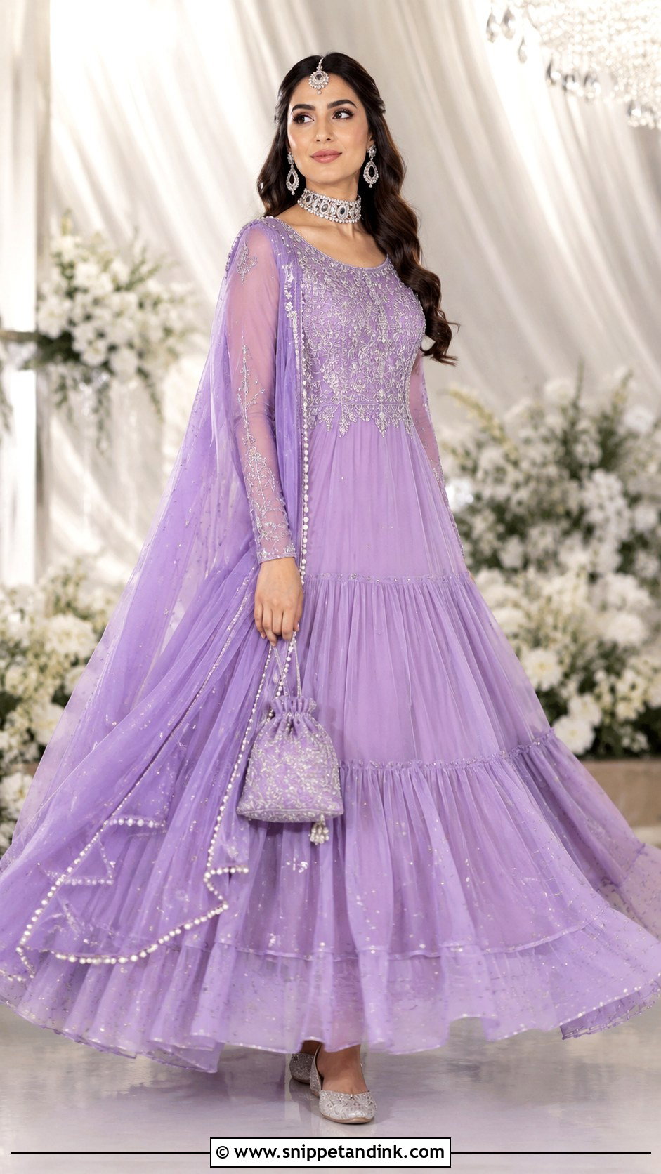 Lavender Layered Anarkali Bridal Dress - Snippet and Ink - 20 Anarkali Bridal Dress Ideas