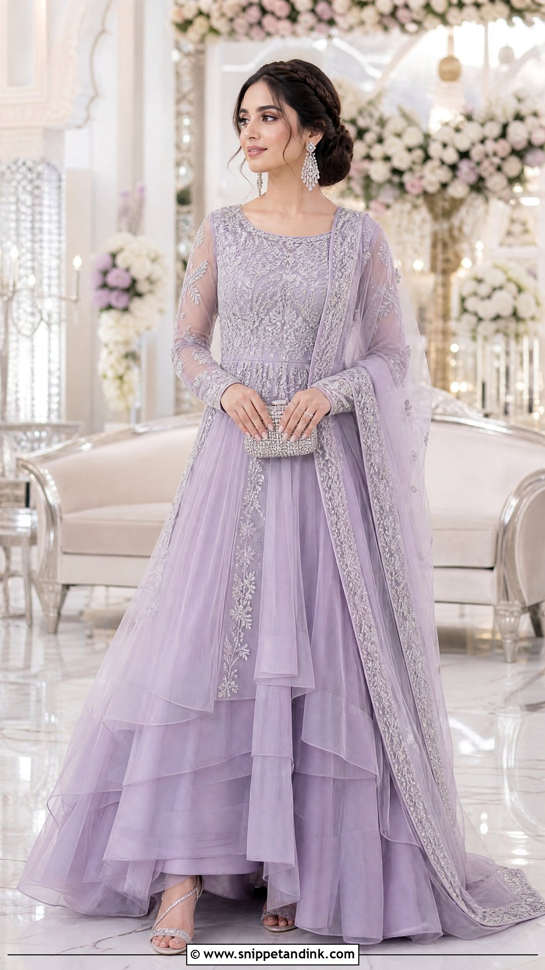 Lavender Layered Walima Gown - Snippet and Ink - 20 Walima Gown Ideas