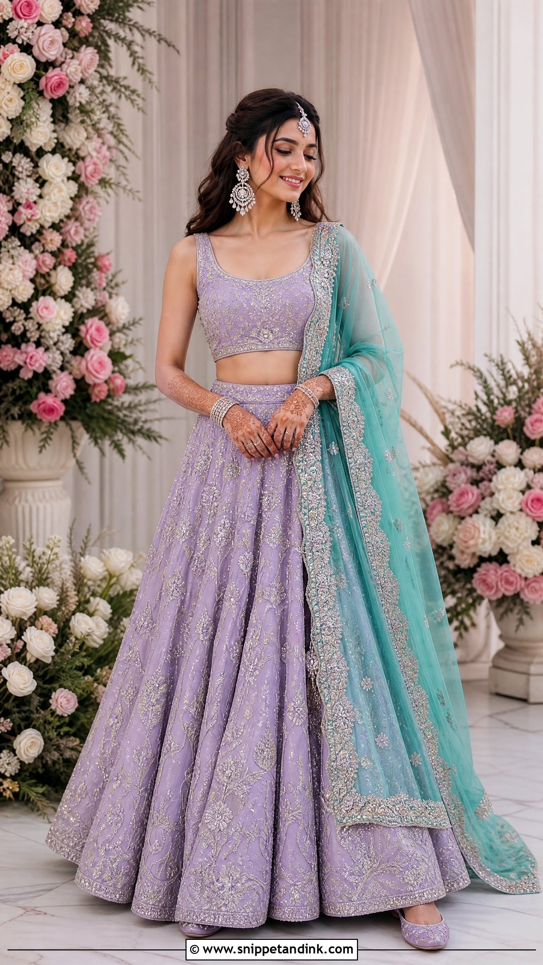 Lavender Lehenga Bridal Mehndi Outfit - Snippet and Ink - 20 Simple Bridal Mehndi Outfit Ideas