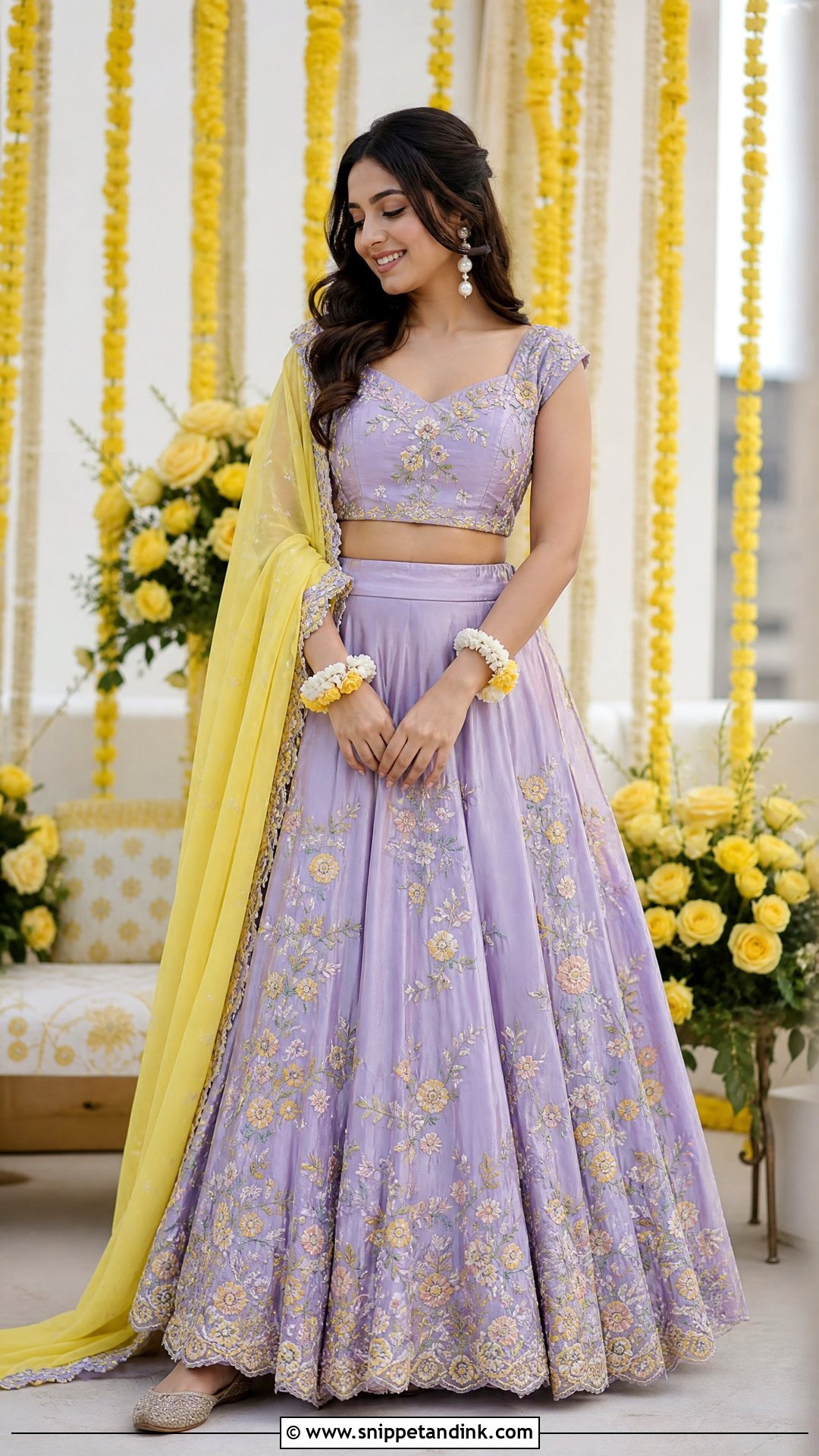 Lavender Lehenga Haldi Outfit - Snippet and Ink - 25 Haldi Mehendi Outfit Ideas