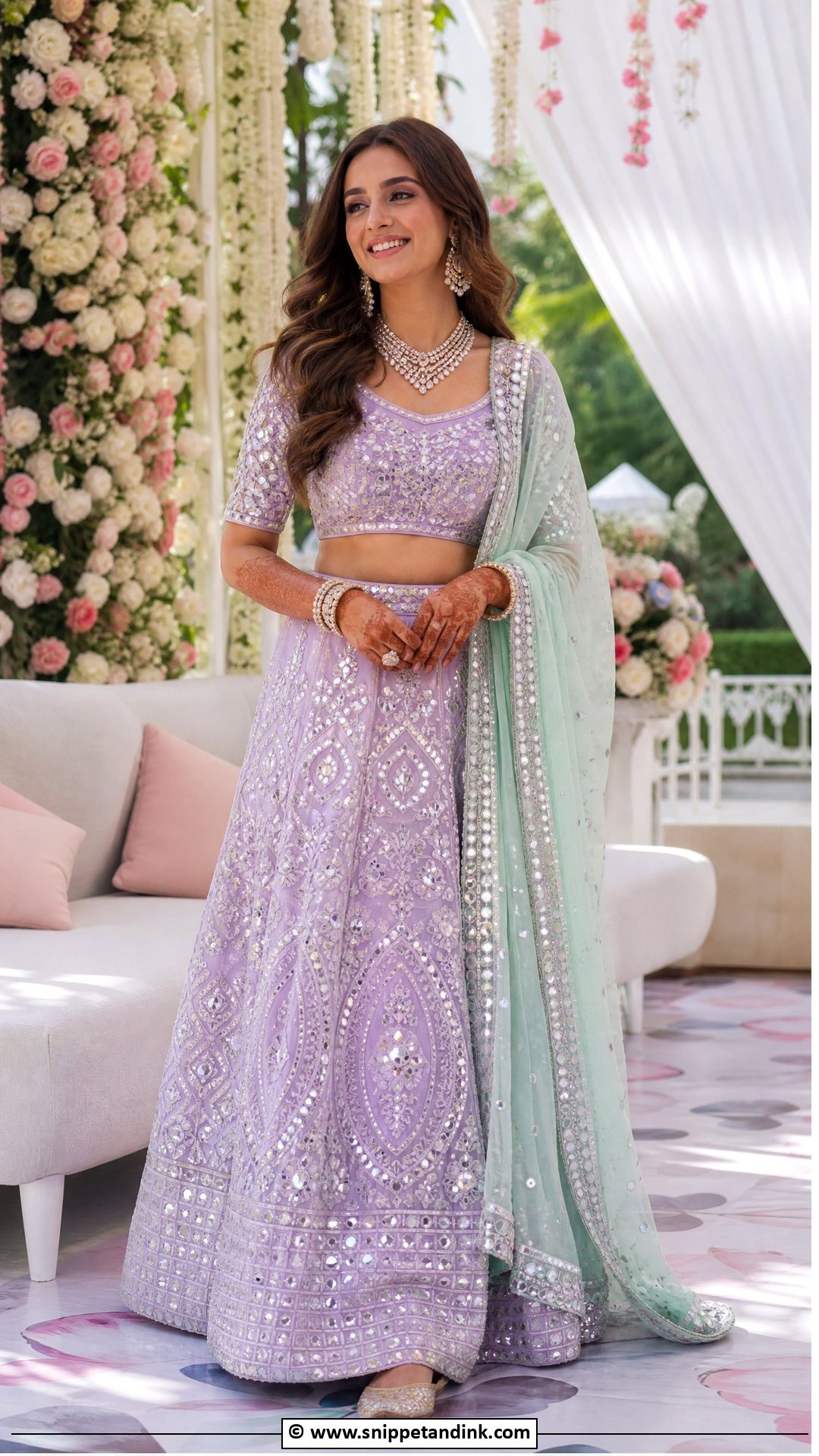 Lavender Lehenga Mehendi Outfit - Snippet and Ink - 35 Mehendi Outfits for Bride