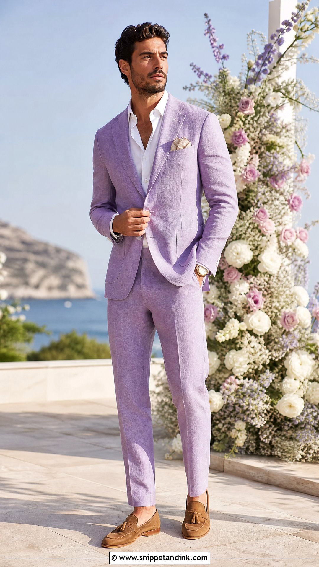Lavender Linen Summer Wedding Suit - Snippet and Ink - 20 Purple Wedding Suit Ideas