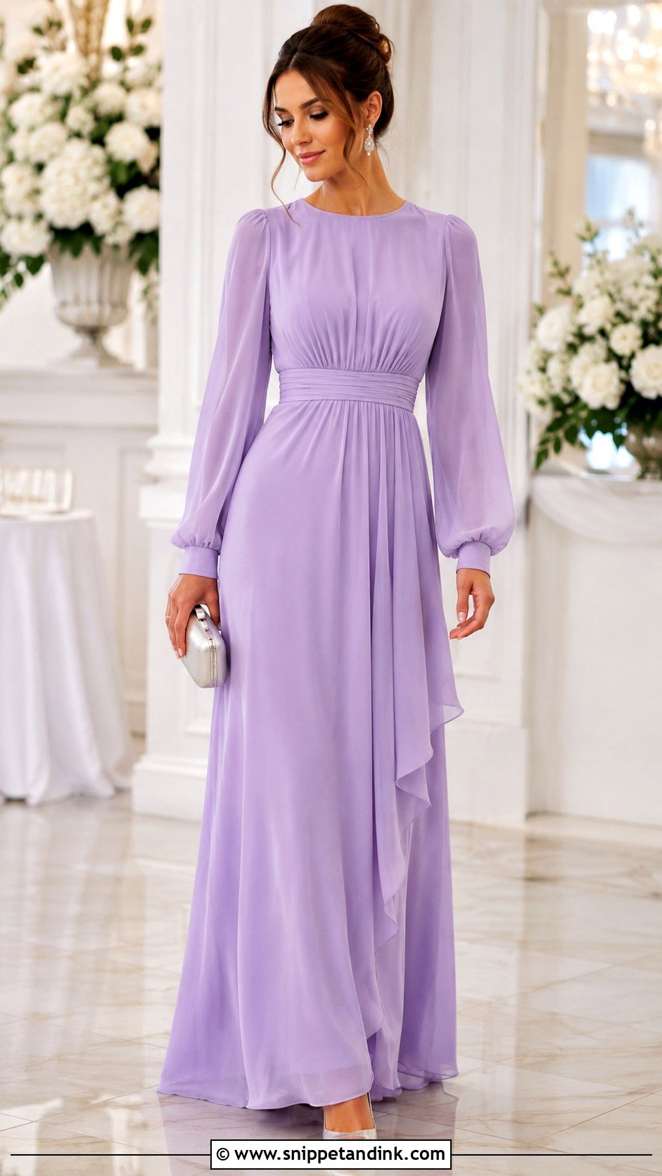 Lavender Long Sleeve Gown - Snippet and Ink - 30 Lavender Gown Ideas