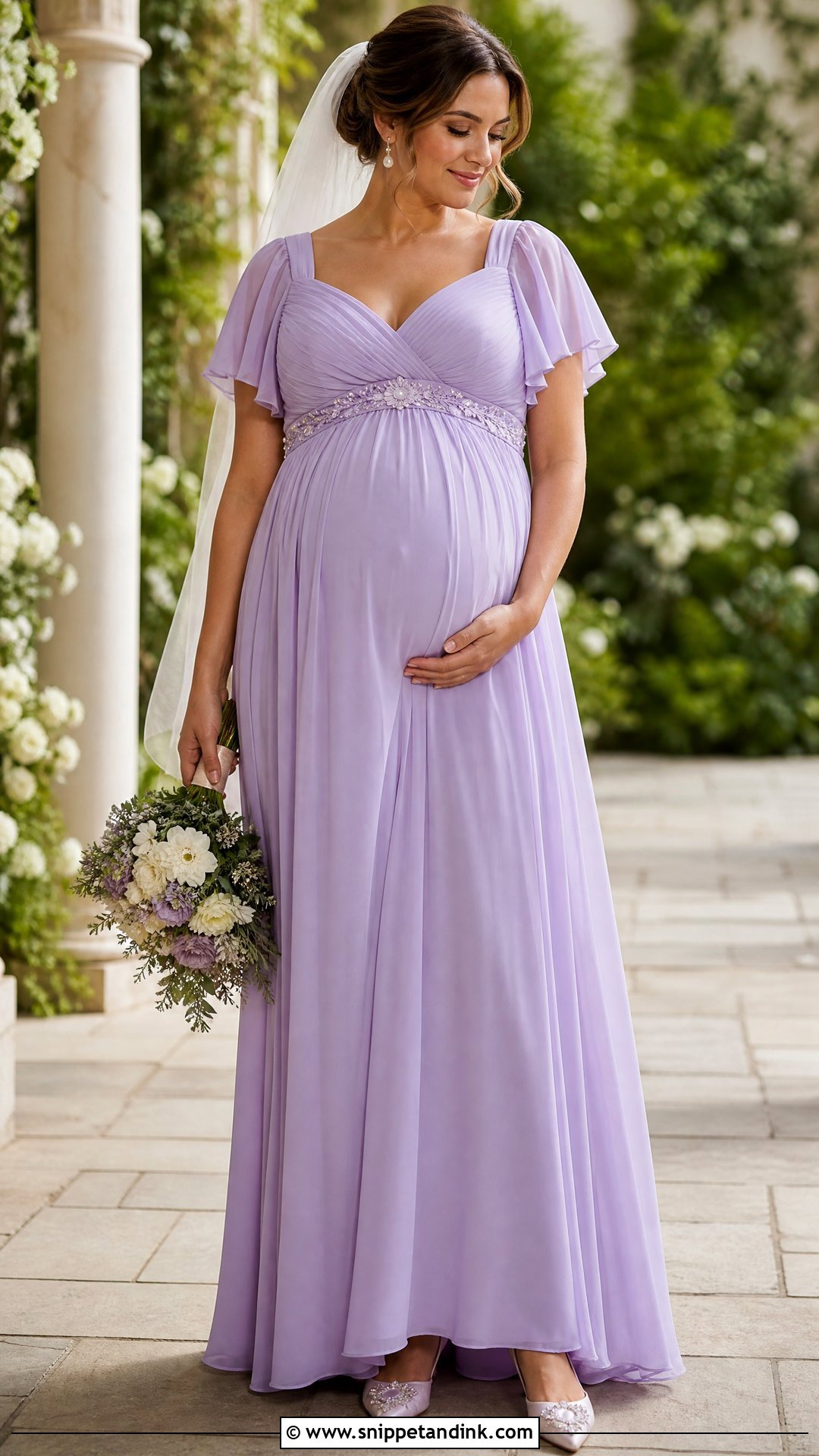 Lavender Maternity Empire Waist Wedding Dress - Snippet and Ink - 25 Purple Wedding Dresses