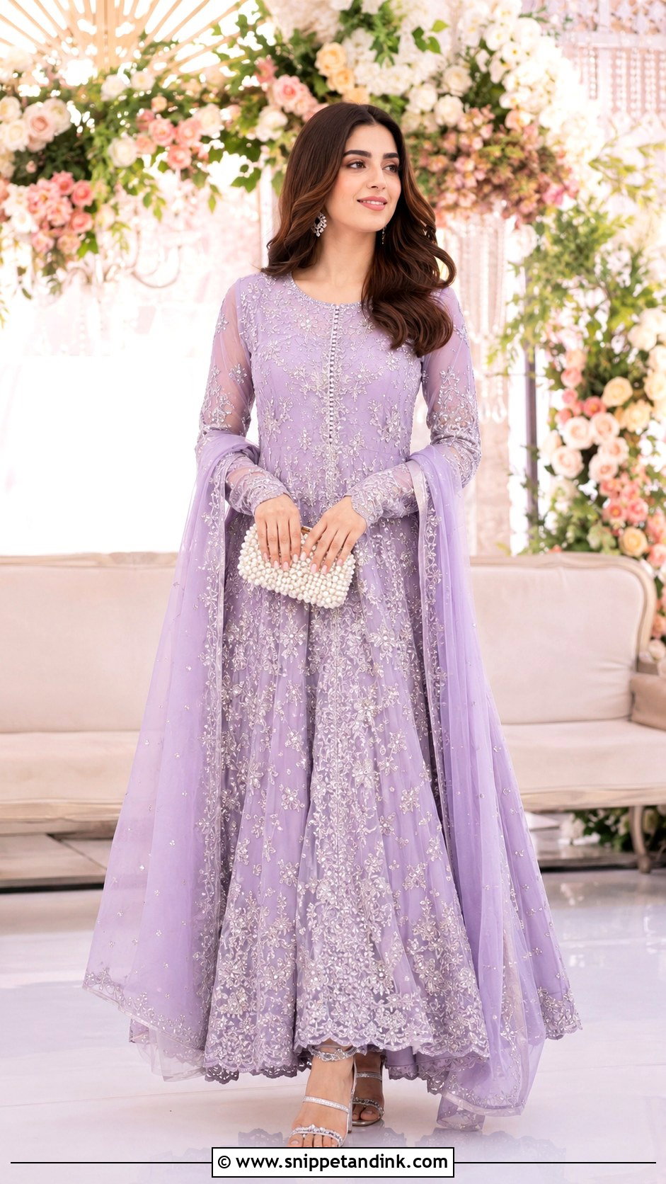 Lavender Maxi Dress For Walima - Snippet and Ink - 25 Pakistani Wedding Dresses Sisters