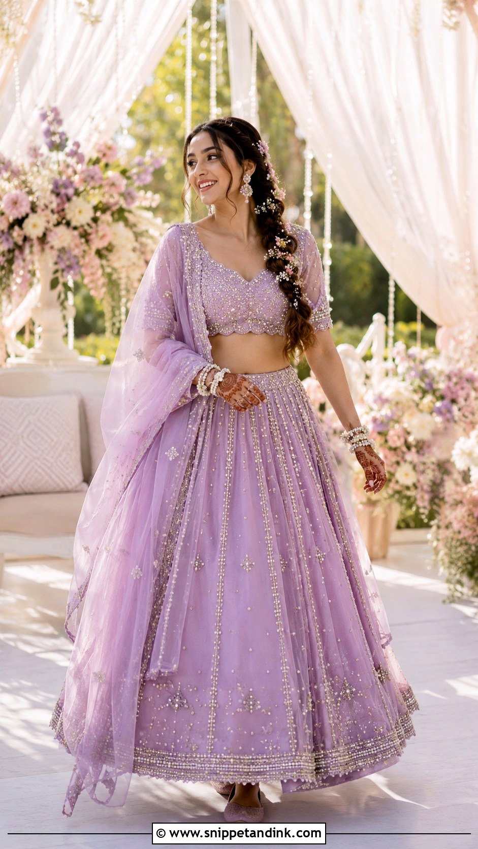Lavender Mehendi Lehenga - Snippet and Ink - 25 Mehendi Outfit Ideas for Bride