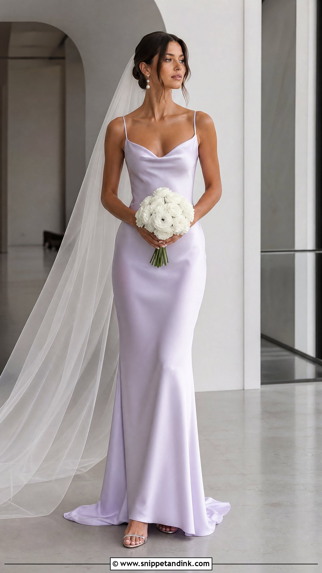 Lavender Minimalist Slip Wedding Dress - Snippet and Ink - 25 Purple Wedding Dresses