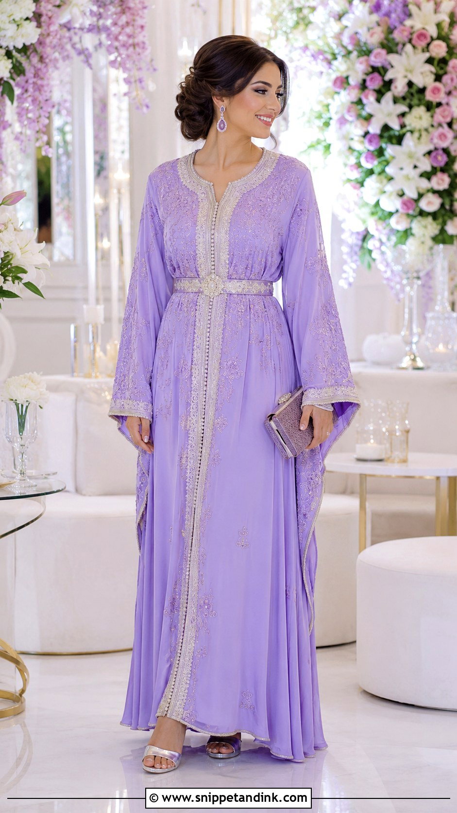 Lavender Moroccan Wedding Caftan - Snippet and Ink - 20 Morocco Wedding Dress Ideas