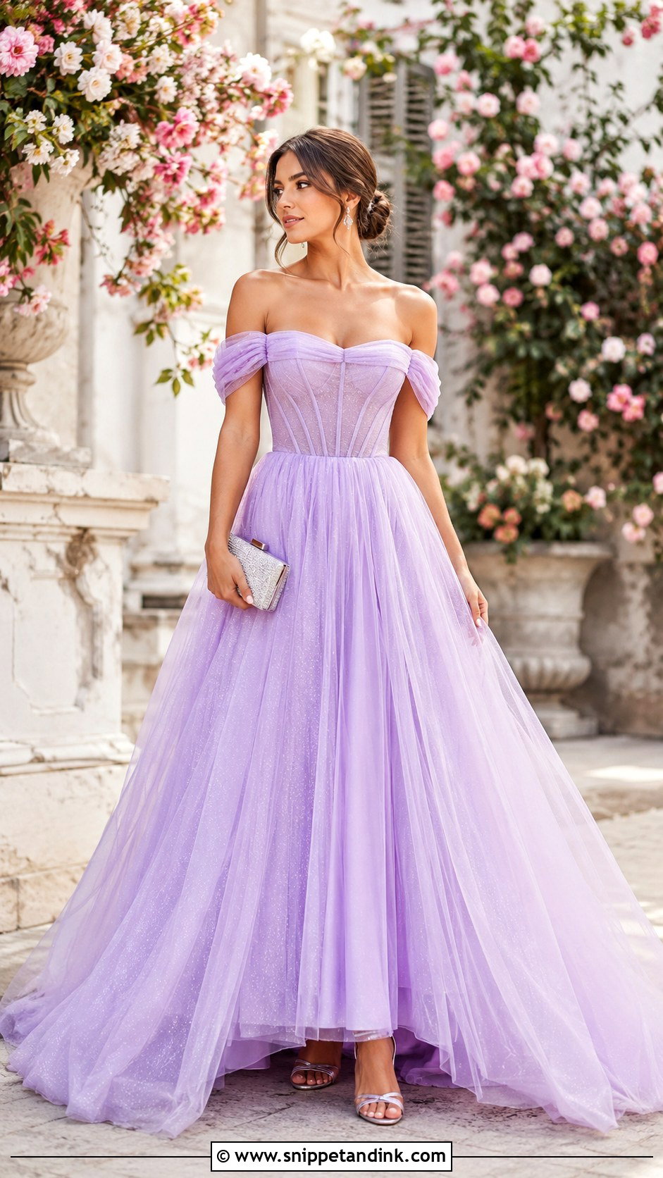 Lavender Off Shoulder Ballgown - Snippet and Ink - 25 Fairytale Ballgown Ideas
