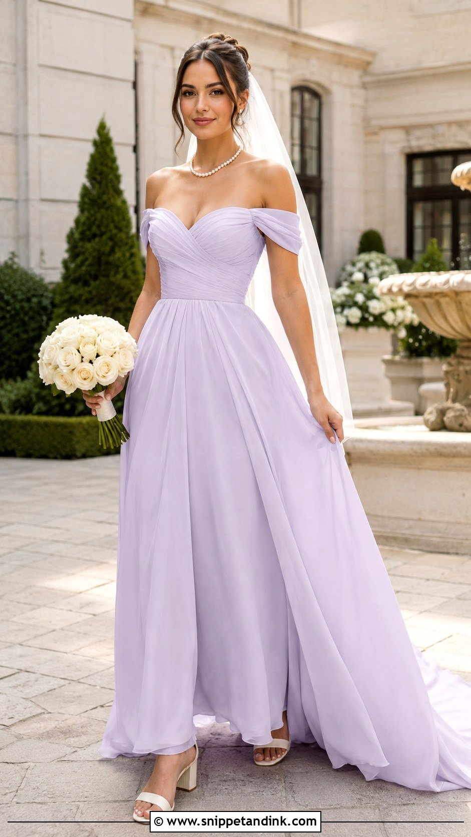 Lavender Off Shoulder Bridal Dress - Snippet and Ink - 20 Lavender Bridal Dress Ideas