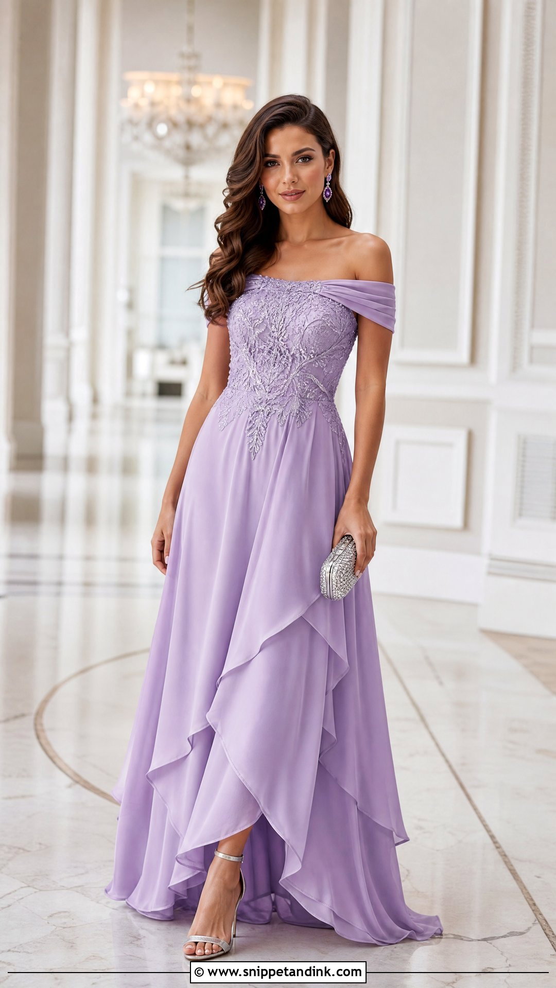 Lavender Off Shoulder Gown For Reception - Snippet and Ink - 20 Party Gowns Indian Weddings