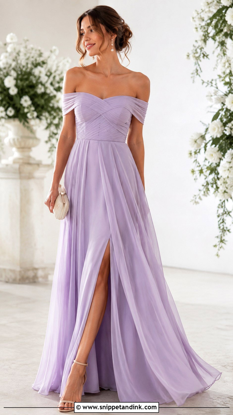 Lavender Off Shoulder Gown - Snippet and Ink - 30 Lavender Gown Ideas
